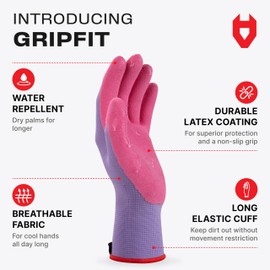 NoCry Premium Womens Gardening Gloves with Strong Non-Slip Grip — 100% Breathable, Superior Dexterity — Perfect Eco Friendly Garden Gloves for Women Womens Garden Gloves or Gardening Gloves for Women