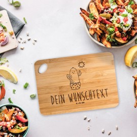 Mr. & Mrs. Panda Personalisiertes Schneidebrett Kaktus Sonne - Personalisierte Geschenke, Frühstücksbrett mit Wunschtext, Kakteen, Küchenbrett mit