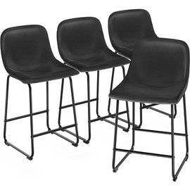 TAVR Dining Chairs Set of 4, Armless Counter Height Stools with Back Hold up to 500 lbs for Home, Kitchen, Dining Room, Bar, Coffee Shop, Industrial Vintage Style, Black