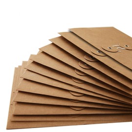 12 Pcs Craft Stuff Kraft Envelope Bills Receipt File Folder Project Pockets Document Organizer, 4.5 x 6.7 inches Storing Holder String Tie Closure Reusable Office Folder Booklet Bag