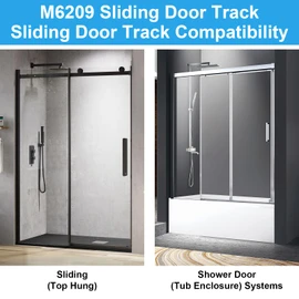 M6209 Sliding Shower Door Bottom Track, 1/2-inch Channel, Suitable for 7/16-inch Thick Shower Glass Doors, (Black, 2 Pack)