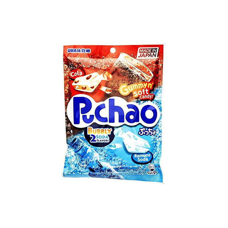 UHA Mikakuto Soft Candy with Gummy Bits, Cola and Ramune