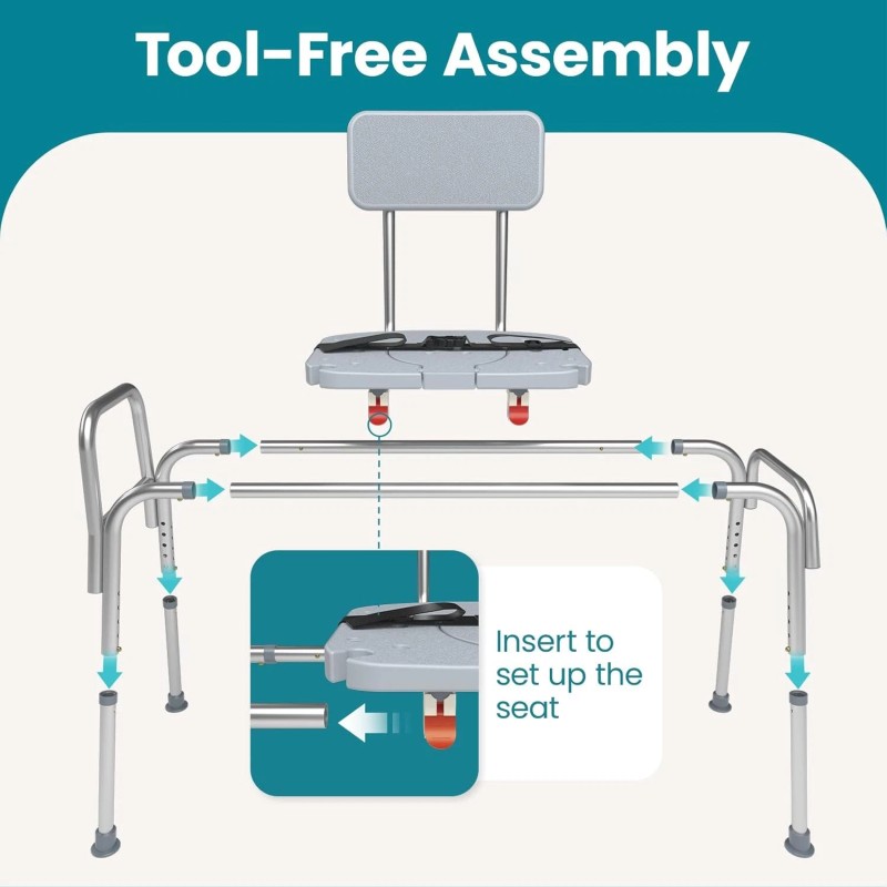 WAYES 400lb Sliding Shower Chair Tub Transfer Bench Shower Bench