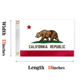 California State Boat Nautical Flag 12x18 Inch Double Sided 3 Ply CA Bear Marine Banner Nylon Small Yacht Sail Pontoon Boat ATV Bike Truck Motorcycle Flag Brass Grommets Patriotic Outside (CA)