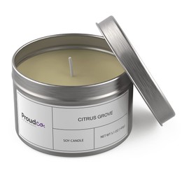 ProudCo - Vela Aromática Citrus Grove - Vela 100% Soya y Aceite Esencial de Naranja y Bergamota - Paciencia & Paz - 145gr (5.1 oz) - Premium - Larga Duración
