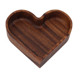 Wooden Serving Platter, 14.5x14.5cm Heart Shape Smooth Textured Elegant Nonslip Table Tray for Tea Food Snack Kitchen Utensils (Heart 14.5x14.5cm)