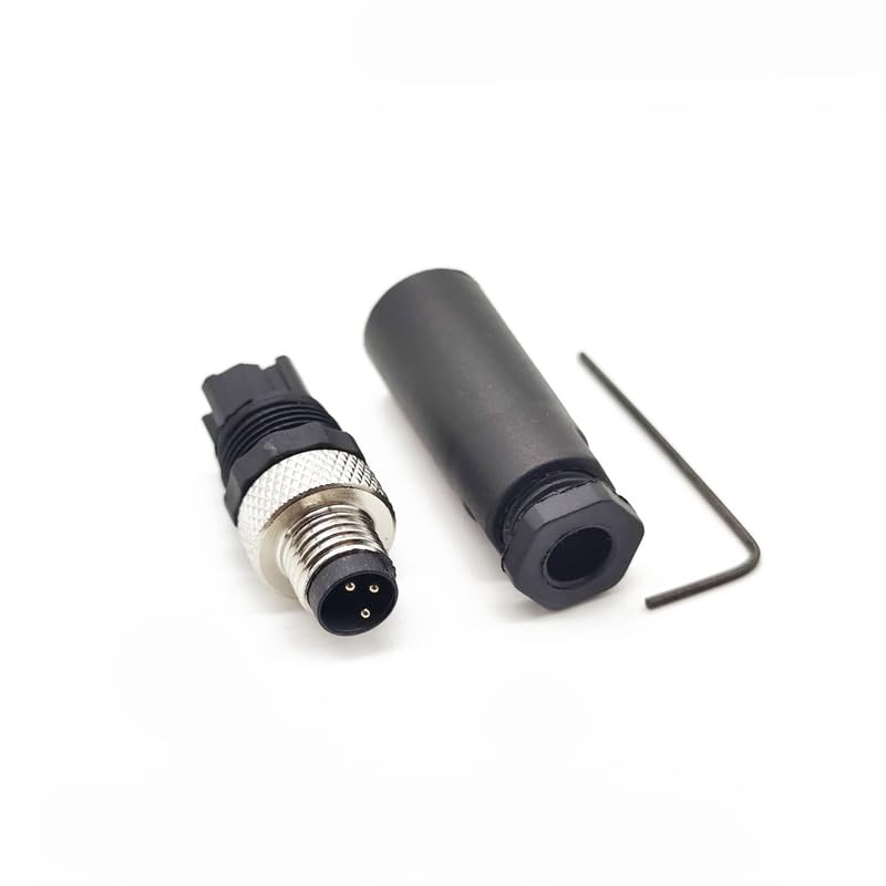 Pack of 5 M8 3-pin plug round connectors, on-site mounted