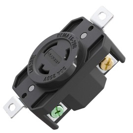 ELEGRP NEMA L6-20R Flush Mounting Locking Receptacle, Twist Lock Socket/Outlet for Generator, 20 Amp 250V 2 Pole 3 Wire Grounding, Industrial Grade Heavy Duty, UL Listed, 1 Pack, Black