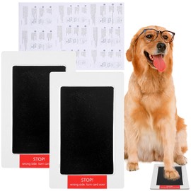 Prasacco 4 Stück Handabdruck und Fußabdruck Set, 9,4 x 5,7 cm Baby Handabdruck Baby Fußabdruck Haustier Pfotenabdruck Tintenloses Stempelkissen Schwarz Waschfreies Stempelkissen für Babys, Katze, Hund