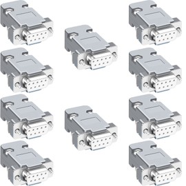 10PCS DB9 Female RS232 D-SUB Serial Solder Cup Connectors Kit, Gold Plated Joints Solder Type 9 Pin Port Couplers with Plastic Hoods, Strain Relief Grommet and Screws