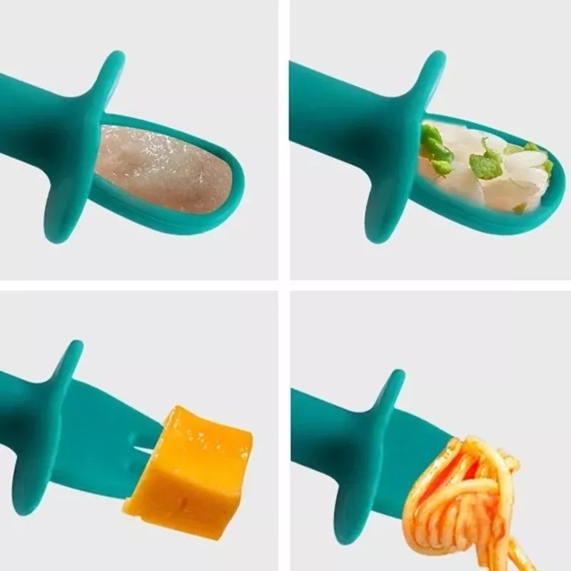 Luxury Duo Cubierto De Bebes Tenedor Cuchara Anti-asfixia Papilla