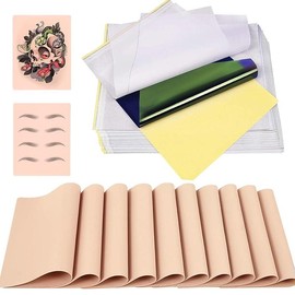 30pcs Blank Tattoo Practice Skin and Transfer Paper Kit Include 10pcs Tattoo Fake Skin and 20pcs Tattoo Stencil Paper for Beginners and Experienced Artists - Colour: Skin 10pcs + Paper 30pcs, Size: 1MM