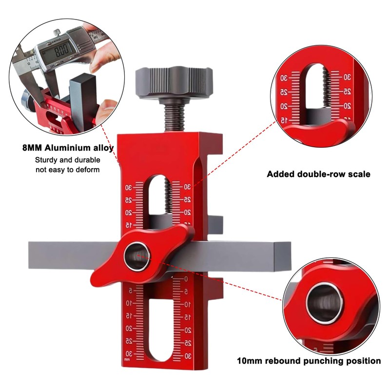 Cabinet Door Installation Jig, 2-in-1 Mounting Tool with Adjustable Positioner,