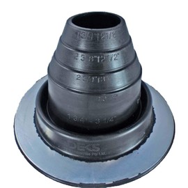 Dektite Metal Roof Pipe Flashing Boots Kit - Comes With Free Screws, Hex Bit Diver, and Pair of Nitrile Coated Gloves (#2, Black - Round Base)