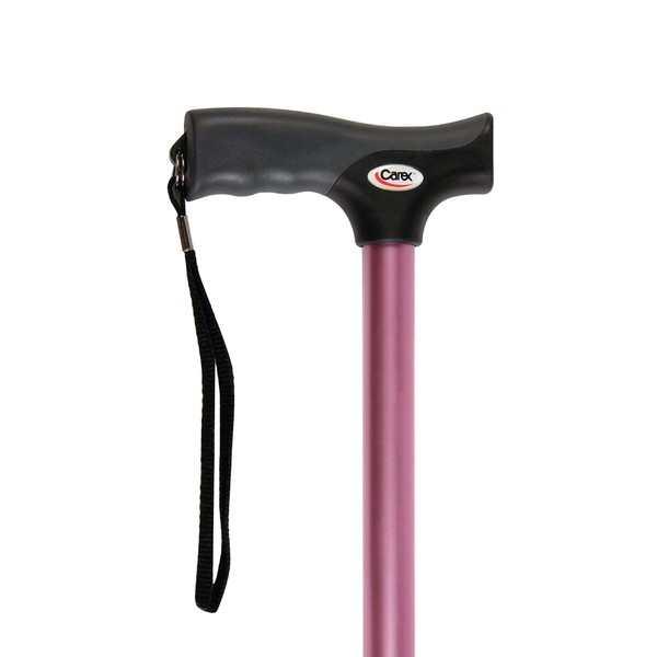 Carex Soft Grip Walking Cane - Height Adjustable Cane With Wrist Strap - Latex Free Soft Cushion Handle, Pink