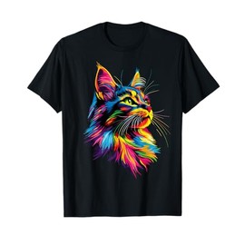 Maine Coon Cat Colorful Rainbow Color Popart Maine Coon Cats Men Women Kids T-Shirt