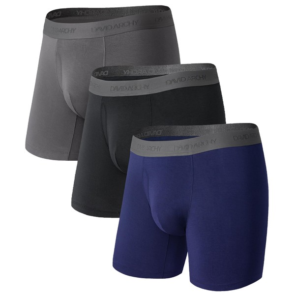 DAVID ARCHY Men's Soft Underwear Breathable Bamboo Rayon Fiber Boxer