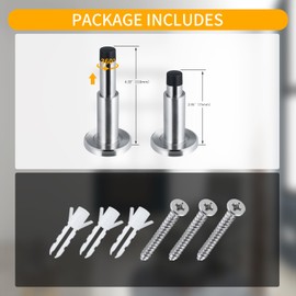 TOPTAKE Door Stoppers - Heavy-Duty Adjustable Stoppers for Bottom, Top, and Wall of Door – Anti Break-in 304 Stainless Steel Door Stops with Rubber Buffers (Stainless Steel)