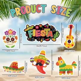 Whaline 16Pcs Mexican Fiesta Refrigerator Magnets Cinco De Mayo Sombrero Cactus Taco Magnets Holiday Colorful Magnetic Stickers Garage Magnet for Fridge Mailbox Metal Door Kitchen Cabinets Decoration