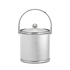Kraftware Classic Sophisticates Collection 3-Quart Ice Bucket with Bale Handle and Acrylic Cover - White with Brushed Chrome