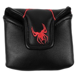 VOANZO Golf Club Putter Head Cover Black And Red Spider Embroidery Golf Club Square Mallet Putter Head Cover Golf Club Putter Head Cover Magnetic Golf Head Cover