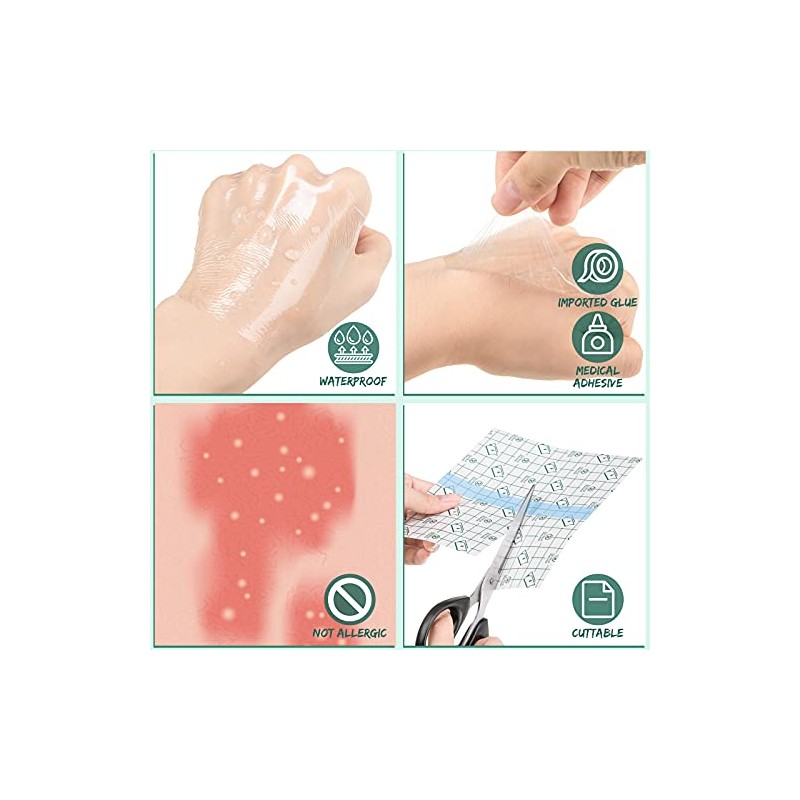 100 Pcs Transparent Stretch Adhesive Bandages - Waterproof Protective Wrap