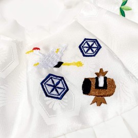 Kyoetsu Shrine Visit Bib, Hood Set, Hat, Accessories, Boys, Girls, Baby, white