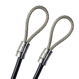 PSI - Galvanized Steel 3/16” Vinyl Coated Wire Rope 7x19 Strand 1/8” Core, Double Looped with Zinc Plated Sleeves, Made to Order Security Cable (2 feet, Black)