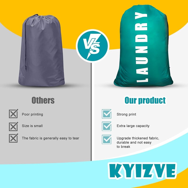 2 Pack Upgrade Extra Large Travel Laundry Bag with Drawstring，24"