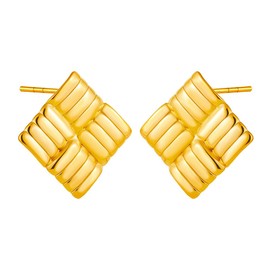 TTPSRY Women's Earrings Square Textured Stud Earrings for Everyday and Business Occasions Stylish Commuters, Titanium, No Gemstone