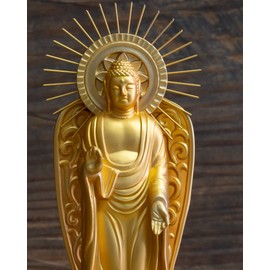 Buddha Statue Amida Nyorai for Misai, 4.1 inches (10.5 cm) (Gold Plated/24 Karat), Buddhist : Hidemun Makita, Prototype _"Purodoshoshoji (Sishi)", Takaoka Copperware (Amidaniroi Si/S)