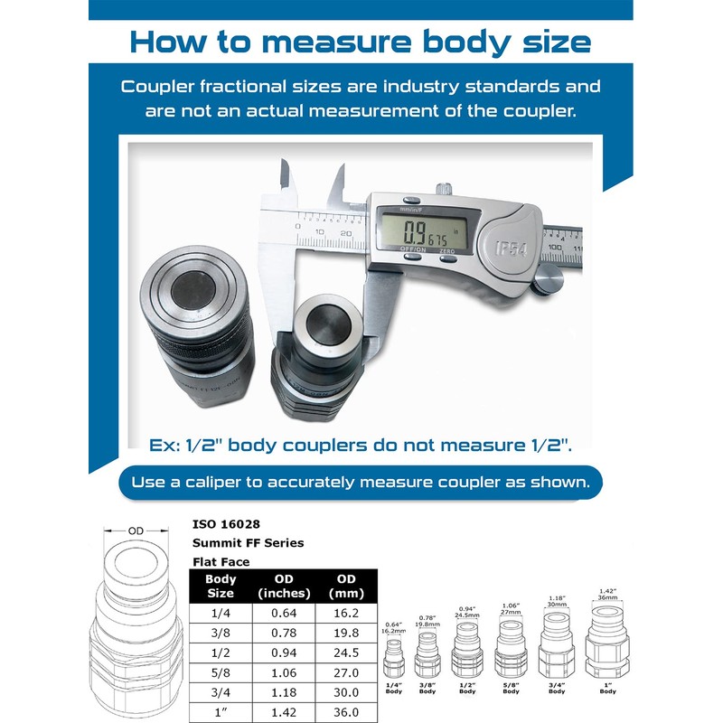 Summit Hydraulics 3/8" Flat Face Hydraulic Quick Connect Coupler Set