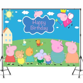 Pig Photography Backdrops, Pig Birthday Backdrops, Birthday Party Backdrop Decoration - 5x3FT
