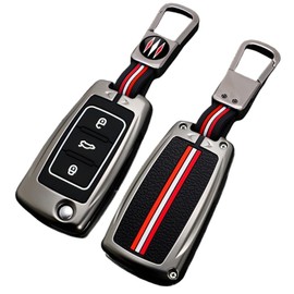 OTMIK Zinc Alloy Car Key Case Compatible with VW Volkswagen Polo Tiguan Passat B5 B6 B7 Golf 4 5 6 MK6 Jetta Lavida Skoda Octavia Seat Car Key Protective Case (Matt A)