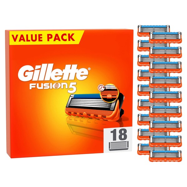 Gillette Fusion 5 Razor Blades, 18 Replacement Blades for Men's Wet Razors with 5 Blades