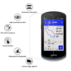 LUSEE 3 Stück Schutzfolie kompatibel mit Garmin Edge 1040/1040 Solar / 1030/1030 Plus, Displayschutzfolie HD Schutzfolie [9H Härte] [Anti Kratzer] [Anti Fingerabdruck] 2.5D Panzerfolie Folie