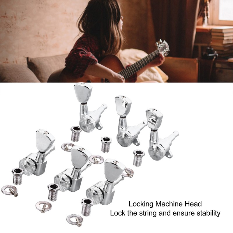 6PCS Guitar Locking Tuners Triangular Head String Tuning Key Pegs