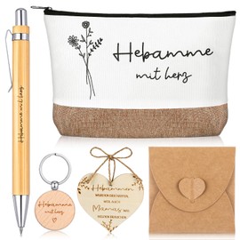 Nezyo Midwife Gift Including Midwife Bag Key Ring Ballpoint Pen Wooden Disc with Envelope Dankschön Gift for Midwife Thank You Birth Midwife