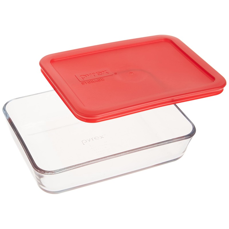 Pyrex 3-Cup Single Rectangular Glass Food Storage Container with Lid,