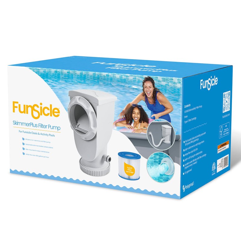 Funsicle P53FX0600 SkimmerPlus Filter Pump, White