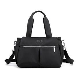 PORRASSO Crossbody Bag Women Shoulder Bag Nylon Multi-pocket Handbag Tote Ladies Satchel for Travel Work Daily Use Black
