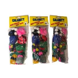 Calamity Multipack Cat and Kitten Toy Fuzzy Critters 24 pieces Brand New Pet Lot