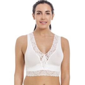 Camille Womens White Seamfree Maternity Lace Sleeping Bra L
