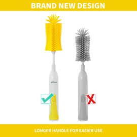 Electric Bottle Brush Cleaner, Portable Electric Baby Bottle Brush Cleaner for Travel, Rechargable Travel Bottle Cleaner Kit with Nipple & Straw Brush, Perfect Mom Essentials After Birth Gift, Yellow