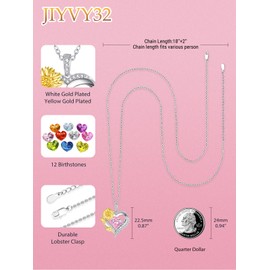JIYVY32 Birthstone Necklaces White Gold Plated Sunflower Pendant for Women Anniversary Wedding Necklace Birthday Mom Jewelry Pink Tourmaline