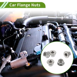 HOPESPANNER 5 Pcs M6 Car Flange Nuts Nickel Plating,Nylon Rubber Ring Flat Hex Lock Flange Nuts Non-Slip Lock Flange Rubber Ring for Car Motorcycle