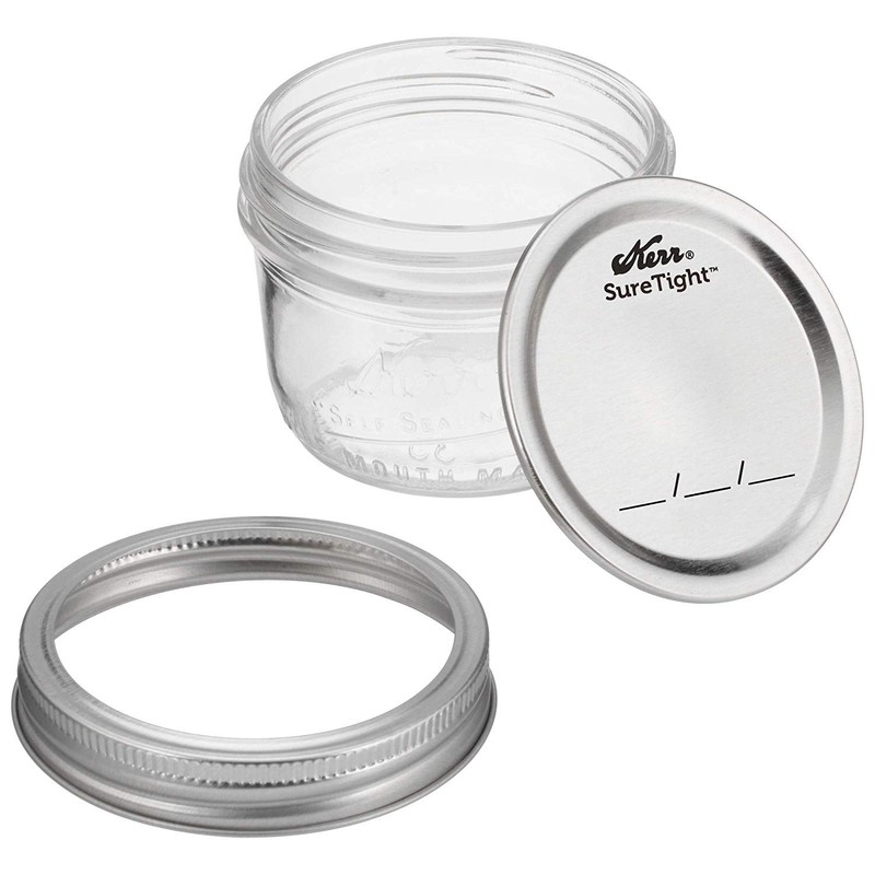 Kerr Wide Mouth Half-Pint Glass Mason Jars 8-Ounces with Lids