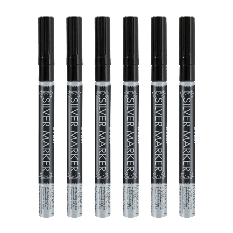 Pilot Silver Metallic Permanent, Extra Fine Point, 6- PACK Markers(41600)