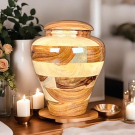 Prim Art Cremation Urn Wooden Urns for Human Ashes Adult Burial-Cremation Funeral Urns for Pet Ashes Memorial Urns Wooden Urn Box for Ashes (Rosewood, Large 200Cu/inches)