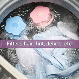 Pet Hair Remover for Laundry,Lint Catcher for Laundry,Washing Machine Filter Bag Plum Flower Shaped 360 Degree Reusable PP Floating Washing Machine Filter Bag for Laundry(Pink), washing machine l